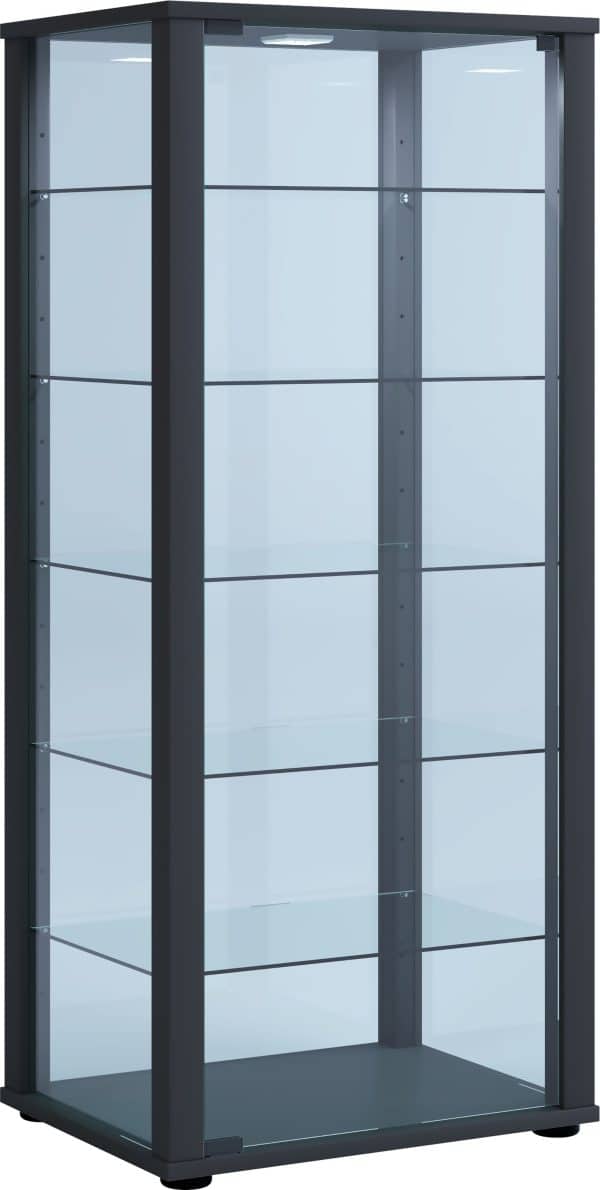 Vitrineskab i glas, 115 x 50 x 38 cm, sort