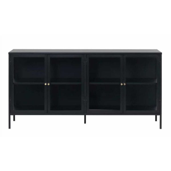 Carmel 4-sektions Skænk i Sort Metal, , , EGET LAGER - Unique Furniture, new