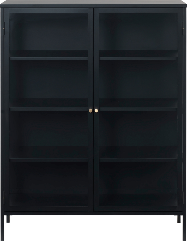 Carmel, Vitrineskab, sort, H140x40x110 cm, metal