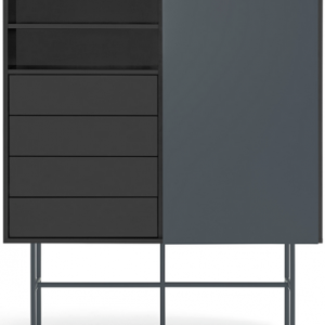 Nube highboard i metal og melamin H140 cm - Sort/Antracit