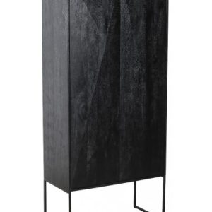 Onyx vitrineskab i metal og mangotræ H180 cm - Sort/Sort
