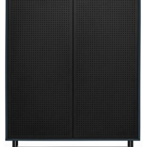Punto highboard i metal og mdf finér H130 cm - Sort/Mørk gråblå