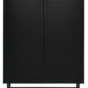 Punto highboard i metal og mdf finér H130 cm - Sort/Mørkegrøn