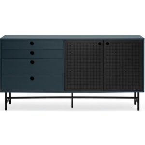 Punto sideboard i metal og mdf finér B150 cm - Sort/Mørk gråblå