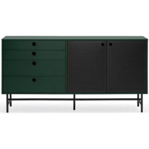 Punto sideboard i metal og mdf finér B150 cm - Sort/Mørkegrøn
