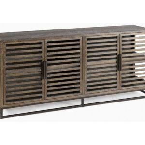 Sideboard i egetræ og metal B180 cm - Antik sort/Gråbejset
