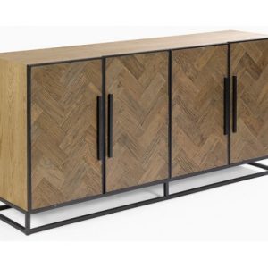 Sideboard i genanvendt egetræ og metal B180 cm - Sort/Eg