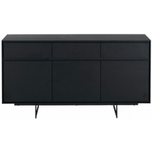 TOYO Skænk i stål, MDF og egetræsfinér H82 x B155 cm - Sort