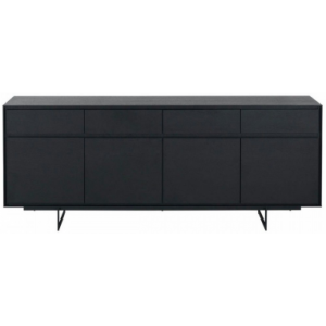 TOYO Skænk i stål, MDF og egetræsfinér H82 x B205 cm - Sort