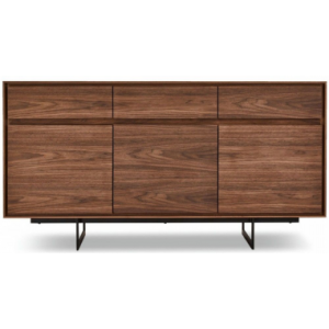 TOYO Skænk i stål, MDF og valnøddefinér H82 x B155 cm - Sort/Valnød