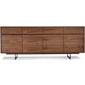 TOYO Skænk i stål, MDF og valnøddefinér H82 x B205 cm - Sort/Valnød