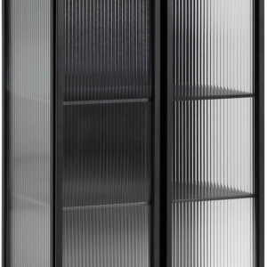 Trixie, Vitrineskabe, sort/klar, H143x70x41 cm
