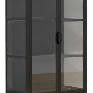 VCM NORDIC Floka M vitrineskab, m. 2 låger og 2 hylder - glas og sort stål