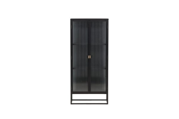 VENTURE DESIGN Garis vitrineskab, m. 2 låger og 2 hylder - glas og sort stål (H:160)