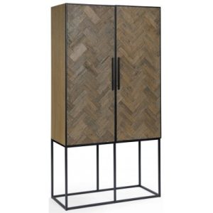 Vitrineskab i genanvendt egetræ og metal H210 cm - Sort/Eg