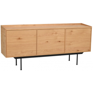 Rowico Brewerton skænk i metal, egetræ og MDF H74 x B160 cm - Sort/Vild eg