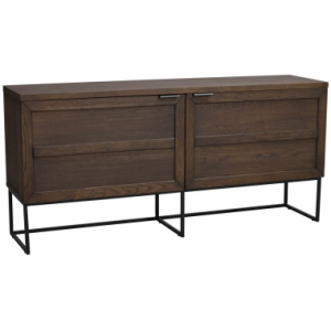 Rowico Everett skænk i metal, egetræ og egetræsfinér H75 x B160 cm - Sort/Brun