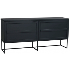 Rowico Everett skænk i metal, egetræ og egetræsfinér H75 x B160 cm - Sort/Sort