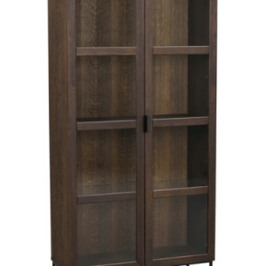 Rowico Everett vitrineskab i egetræ, stål og glas H195 x B95 cm - Sort/Brun