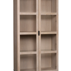 Rowico Everett vitrineskab i egetræ, stål og glas H195 x B95 cm - Sort/White wash