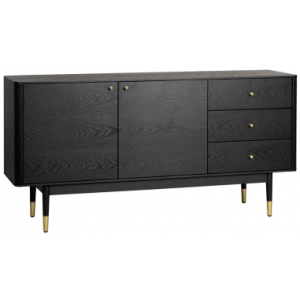 Rowico Fenwood skænk i MDF og askfinér H79 x B160 cm - Sort/Guld