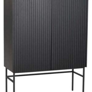 Rowico Halifax vitrineskab i metal og egetræ H140 x B100 cm - Sort/Sort