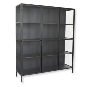 Lønstrup Vitrineskab i Metal - 135x40x160 cm - Sort