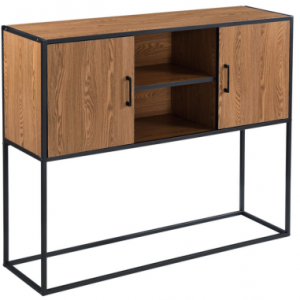 MOTALA Skænk i metal og møbelplade H90 x B108,5 x D30 cm - Sort/Brun