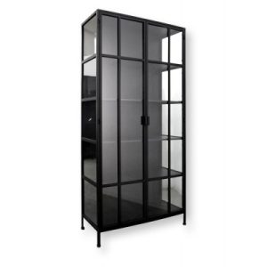 Præstø Vitrineskab i Metal - 92x40x201,5 cm - Sort