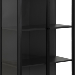 Querina, Vitrineskab, Mat sort, Stål (H: 180 x B: 80 x D: 40)