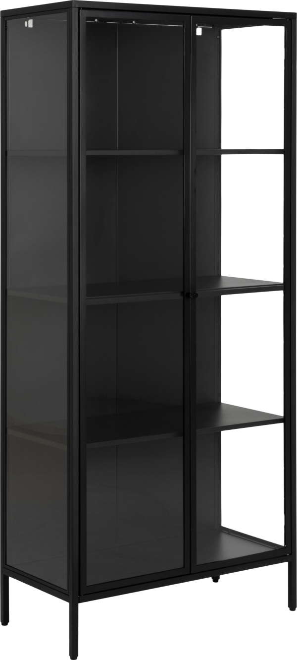 Querina, Vitrineskab, Mat sort, Stål (H: 180 x B: 80 x D: 40)