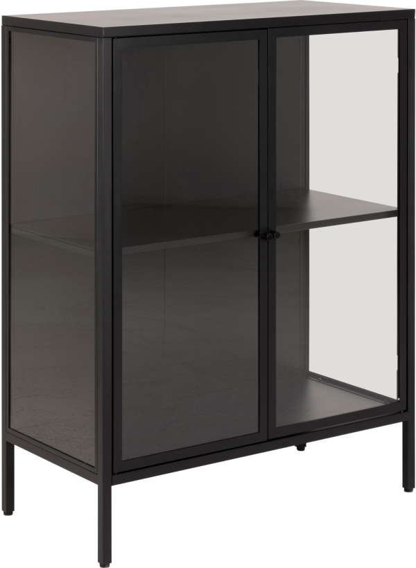 Querina, Vitrineskab, Mat sort, Stål (H: 98,7 x B: 80 x D: 40)