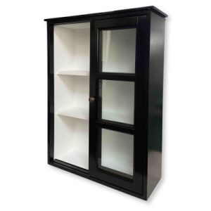 Sejerø Væghængt Vitrineskabe m/skydelåger - 70x50x20 Sort/Hvid