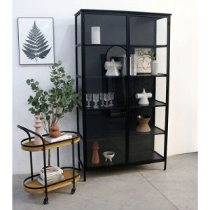 Skælskør Vitrineskab i metal - 119,5x40x212 cm - Sort