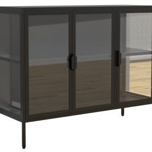 VCM NORDIC Floka L vitrineskab, m. 3 låger og 1 hylde - glas og sort stål