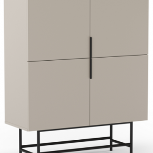 ELDIA Lavt vitrineskab i metal og møbelplade H128 cm - Sort/Creme