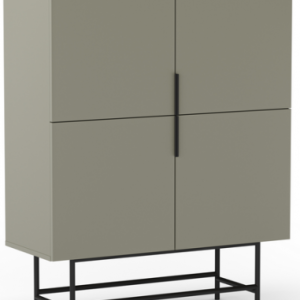 ELDIA Lavt vitrineskab i metal og møbelplade H128 cm - Sort/Grøn