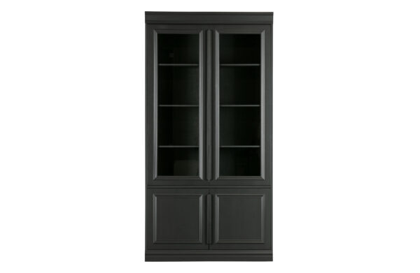 WOOOD Organize vitrineskab, m. 4 låger og 5 hylder - glas og sort fyrretræ