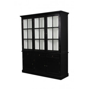 Falster Vitrineskab - 195x160x50 cm Sort/Hvid