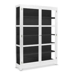 Living Goodies Carlington Edge vitrineskab - large - hvid - Hvid udvendig / sort indvendig