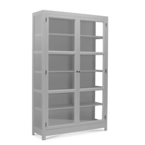 Living Goodies Carlington Edge vitrineskab - medium - lysegrå - Lysegrå udvendig / sort indvendig