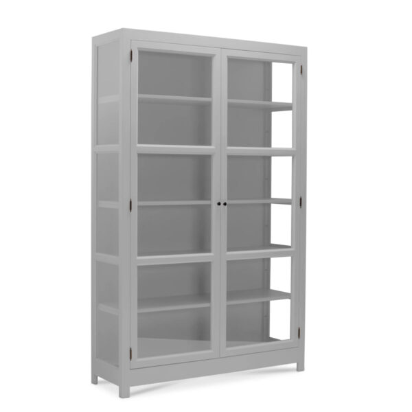 Living Goodies Carlington Edge vitrineskab - medium - lysegrå - Lysegrå udvendig / sort indvendig
