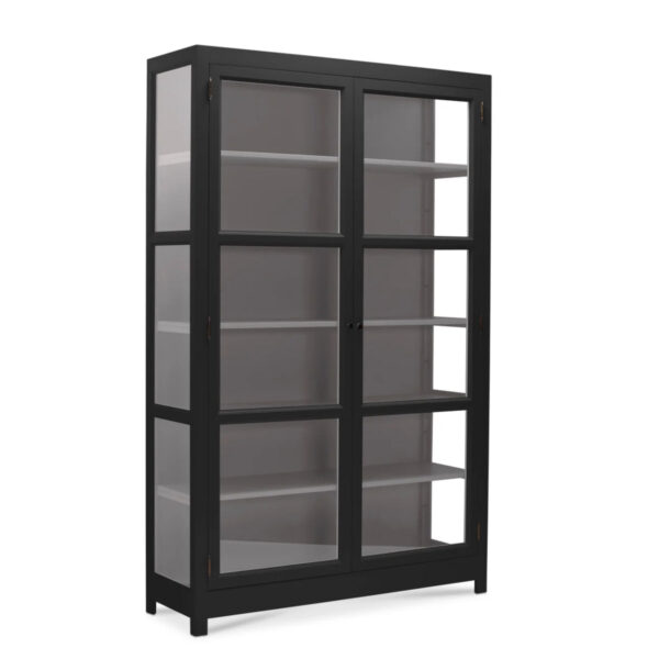 Living Goodies Carlington Edge vitrineskab - medium - sort - Sort udvendig / lysegrå indvendig