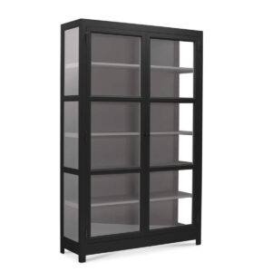 Living Goodies Carlington Edge vitrineskab - medium - sort - Sort udvendig / sort indvendig
