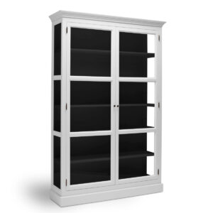 Living Goodies Carlington original vitrineskab - medium - hvid - Hvid udvendig / sort indvendig