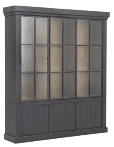 FLAMANT JASON Vitrineskab i egetræ med lys H222 x B192 x D44 cm - Sort/Natur