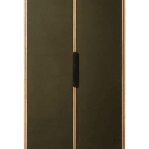 PIONEER Vitrineskab i jern, fyrretræ og kanvas H180 cm - Industrielt sort/Rustik natur/Mørkegrøn