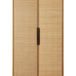 PIONEER Vitrineskab i jern, fyrretræ og rattan H180 cm - Industrielt sort/Rustik natur