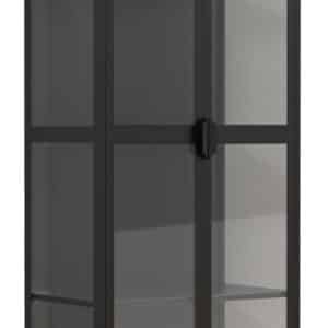 VCM NORDIC Floka XXL vitrineskab, m. 2 låge og 3 hylder - glas og sort stål