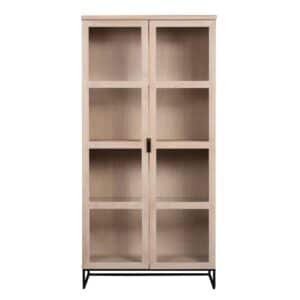 Rowico Everett | Højt hvidpigmenteret vitrineskab m. glaslåger